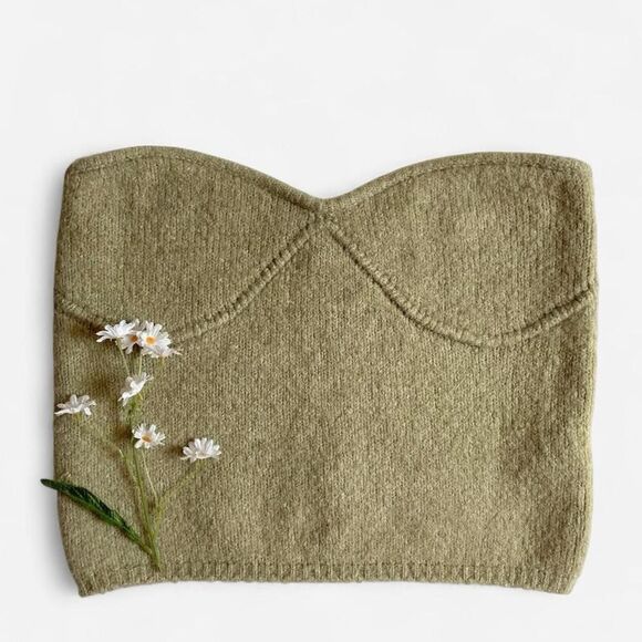 Zara fuzzy green tube top - Picture 1 of 8